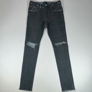 Purple Brand P001 Jeans Mens 32 Gray Distressed Skinny Stretch Denim 32 In